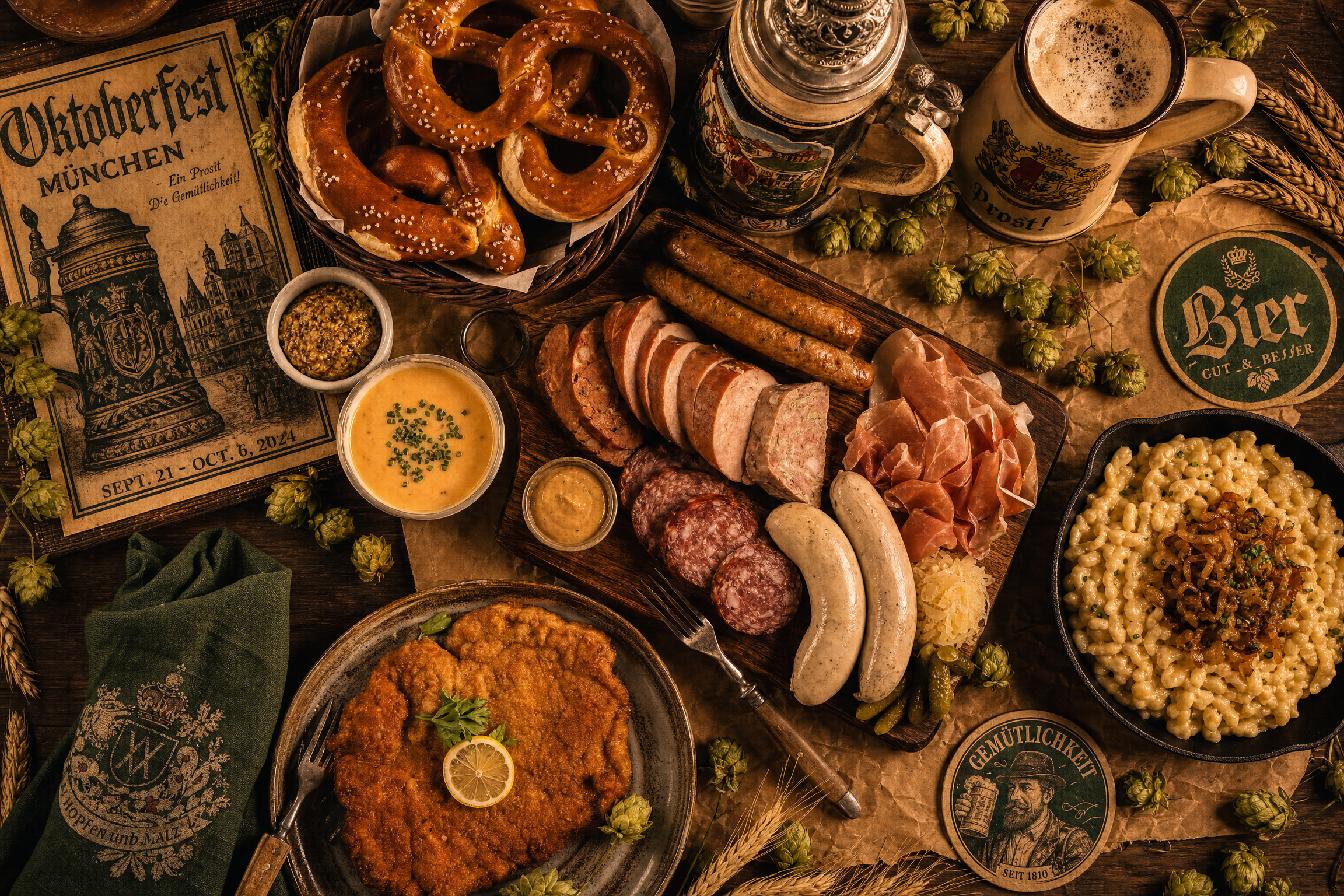 Duck Haus food spread — Bavarian classics and German-American comfort